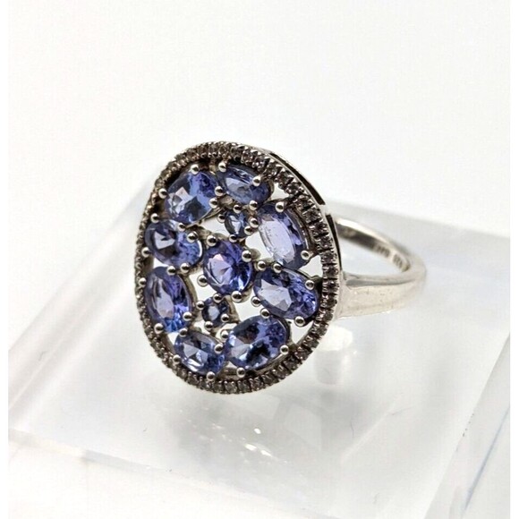 Sterling Silver 925 SNJ Tanzanite White Topaz MCM Style Statement Ring Sz 9 - Picture 8 of 16